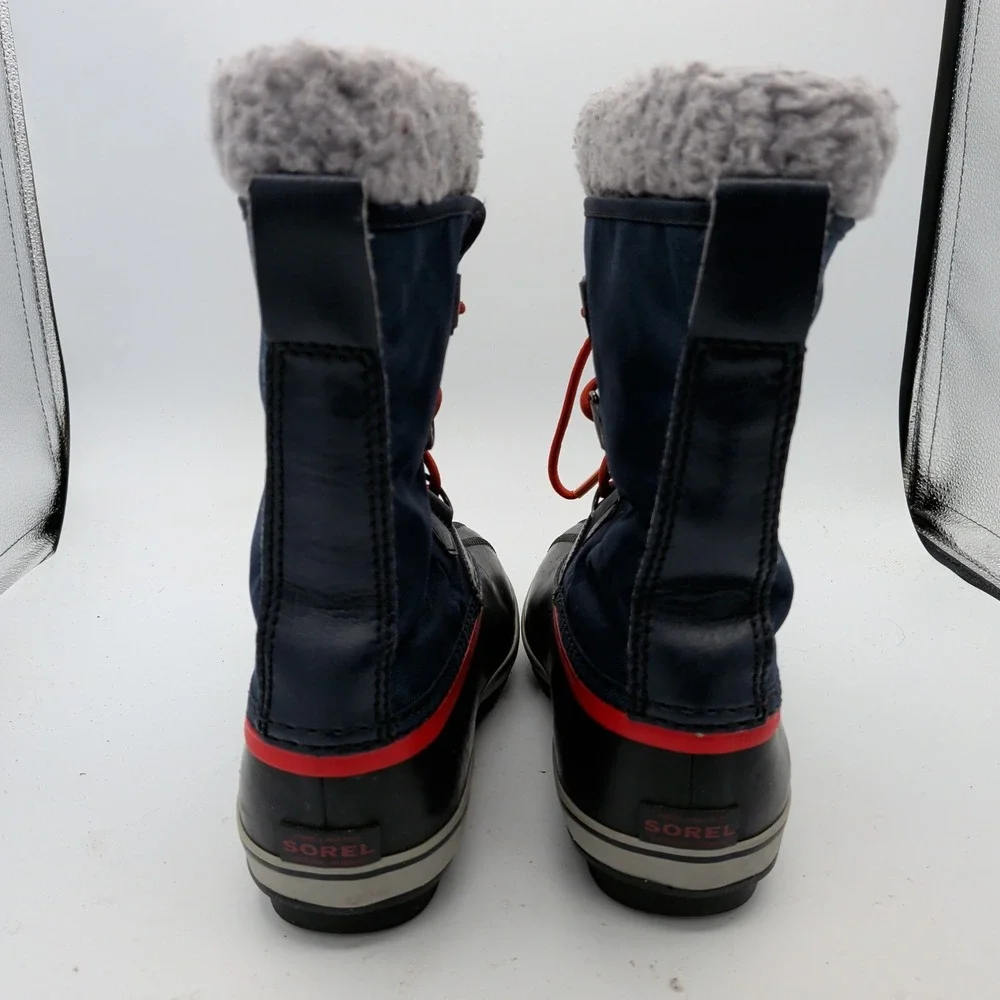 Sorel Yoot Pac Nylon Kids Waterproof Snow Boots Navy Blue Red Size 6 NY1879-464